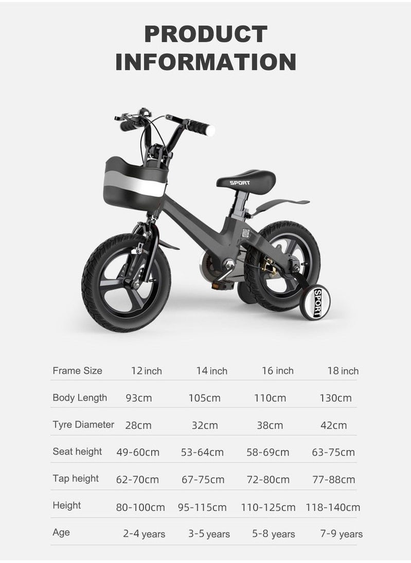 XiuWoo - Children's Bicycle Boy Magnesium Alloy 3-10 Years Old Little Boy Girl 12 inch Bicycle Baby Middle and Large Kids Bike - Image 1