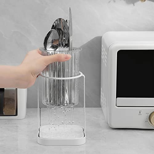 Heagoale Toothbrush Holders with Drain Tray, Hanging Toothbrush and Toothpaste Holder Organizer Bathroom Caddy Countertop for Toothpaste, Razors, Electric Toothbrush - Clear - Image 4