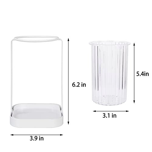 Heagoale Toothbrush Holders with Drain Tray, Hanging Toothbrush and Toothpaste Holder Organizer Bathroom Caddy Countertop for Toothpaste, Razors, Electric Toothbrush - Clear - Image 5