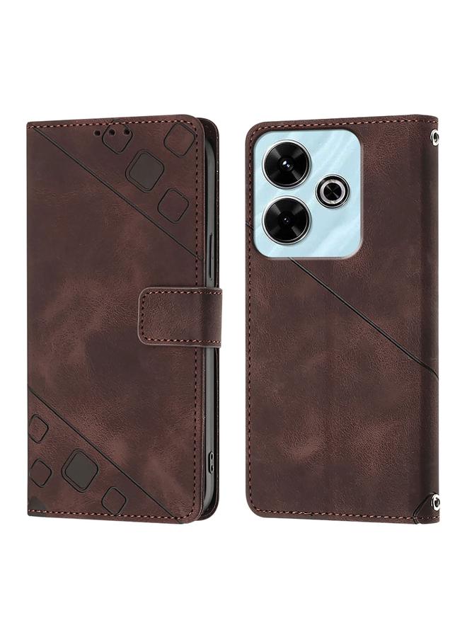 اس-توب جراب لهاتف Redmi 13 4G مصنوع من الجلد المنقوش بملمس الجلد - Image 3