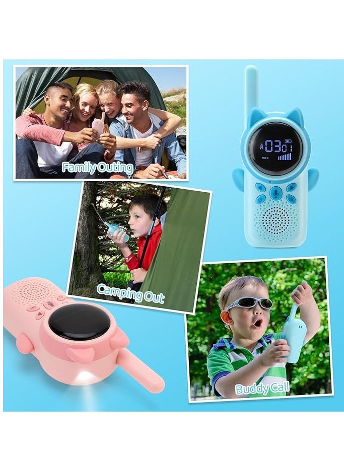 MOCOM Kids Walkie Talkies - Built-in 400mAh Rechargeable Battery, 8 Channels, VOX Function, LED Flashlight, 3-Mile Range for Boys & Girls Aged 3-12, Perfect for Outdoor Adventures & Indoor Play  - Image 4