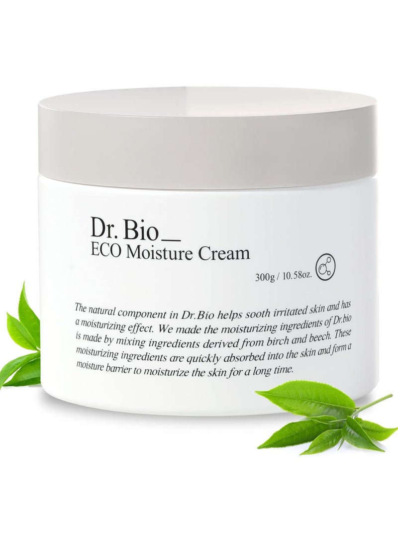 Dr.Bio Korean Eco Moisture Cream 300g – Face & Body Daily Moisturizer with Shea Butter, Ceramide & Rose Water – Korean Skincare - Image 1
