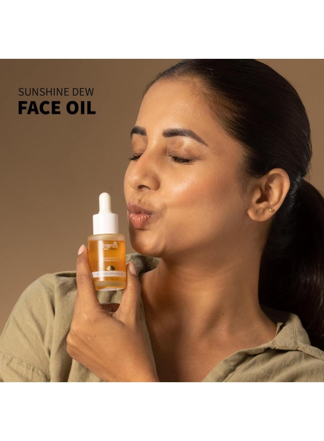 بارفا زيت الوجه "Barva Sunshine Dew" لبشرة مشرقة وشابة ومتألقة. يحتوي على مزيج من الزعفران، وفيتامين (E)، والكركم، وعرق السوس، والسمن (Ghee). سعة 30 مل. - Image 4