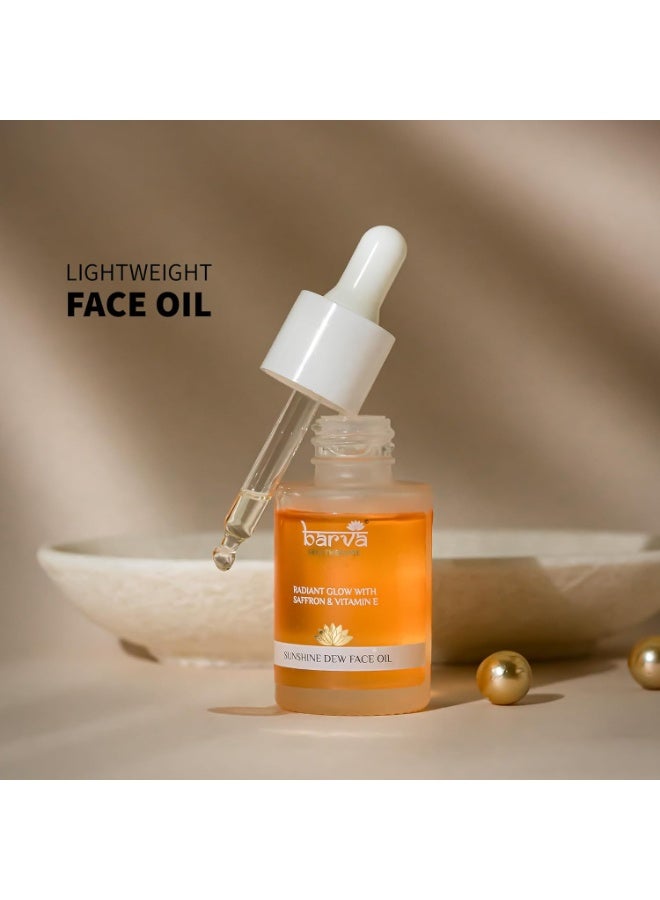 بارفا زيت الوجه "Barva Sunshine Dew" لبشرة مشرقة وشابة ومتألقة. يحتوي على مزيج من الزعفران، وفيتامين (E)، والكركم، وعرق السوس، والسمن (Ghee). سعة 30 مل. - Image 3