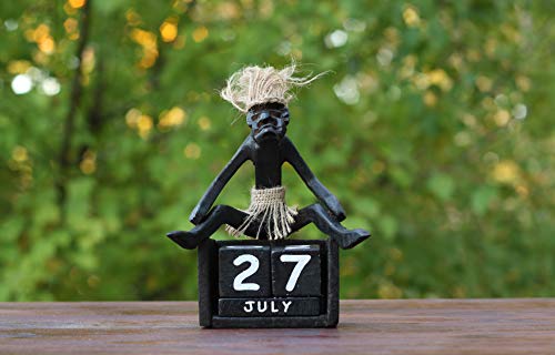 G6 Collection Handmade Wooden Primitive Tribal Funny Statue Sculpture Tiki Bar Handcrafted Unique Gift Home Decor Accent Figurine Decoration Artwork Hand Carved (Calendar) - Image 1