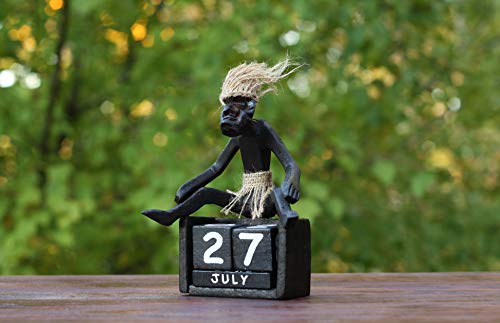 G6 Collection Handmade Wooden Primitive Tribal Funny Statue Sculpture Tiki Bar Handcrafted Unique Gift Home Decor Accent Figurine Decoration Artwork Hand Carved (Calendar) - Image 2