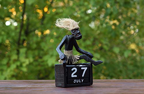 G6 Collection Handmade Wooden Primitive Tribal Funny Statue Sculpture Tiki Bar Handcrafted Unique Gift Home Decor Accent Figurine Decoration Artwork Hand Carved (Calendar) - Image 3