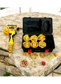 OLUDENIZ Battling Tops Box Set, Burst Gyro Toys 8  Metal Spinning Tops + 2 Launchers Comprehensive Metal Masters Gyro Battle Tops Set with Portable Storage Case  - Image 3