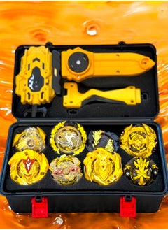 OLUDENIZ Battling Tops Box Set, Burst Gyro Toys 8  Metal Spinning Tops + 2 Launchers Comprehensive Metal Masters Gyro Battle Tops Set with Portable Storage Case  - Image 1