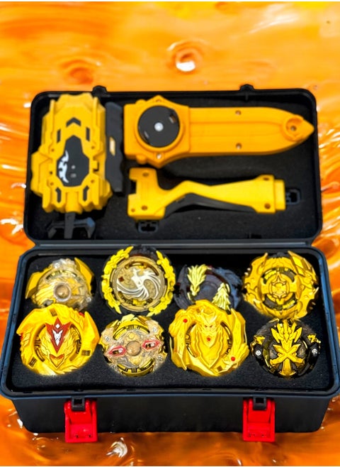 Battling Tops Box Set, Burst Gyro Toys 8  Metal Spinning Tops + 2 Launchers Comprehensive Metal Masters Gyro Battle Tops Set with Portable Storage Case