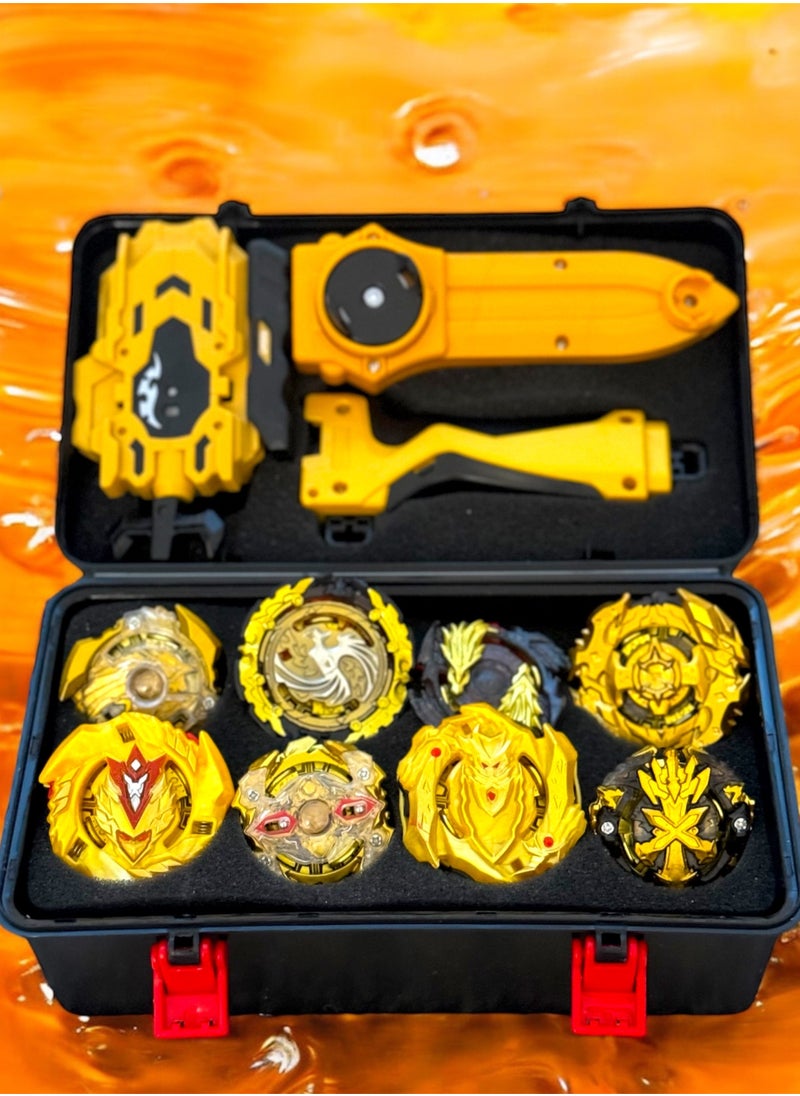 Battling Tops Box Set, Burst Gyro Toys 8  Metal Spinning Tops + 2 Launchers Comprehensive Metal Masters Gyro Battle Tops Set with Portable Storage Case