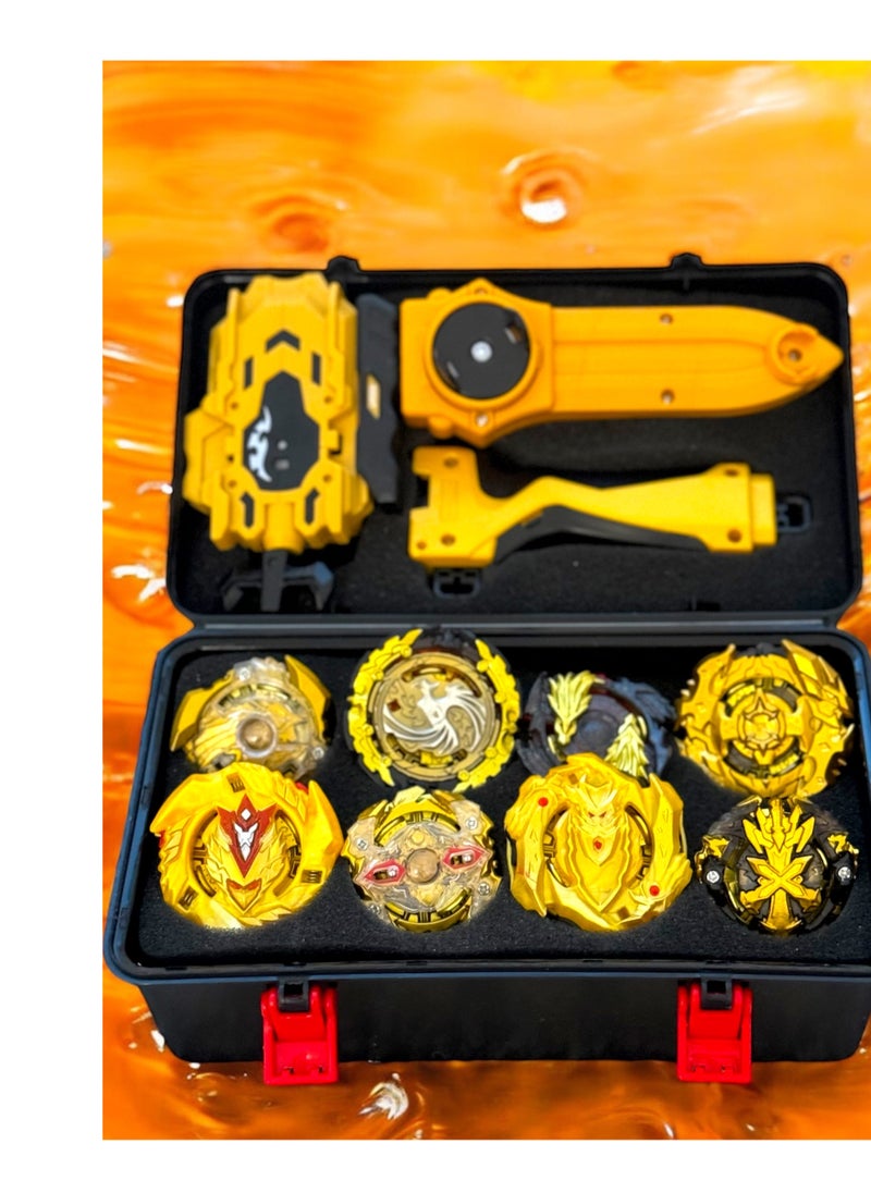 Battling Tops Box Set, Burst Gyro Toys 8  Metal Spinning Tops + 2 Launchers Comprehensive Metal Masters Gyro Battle Tops Set with Portable Storage Case