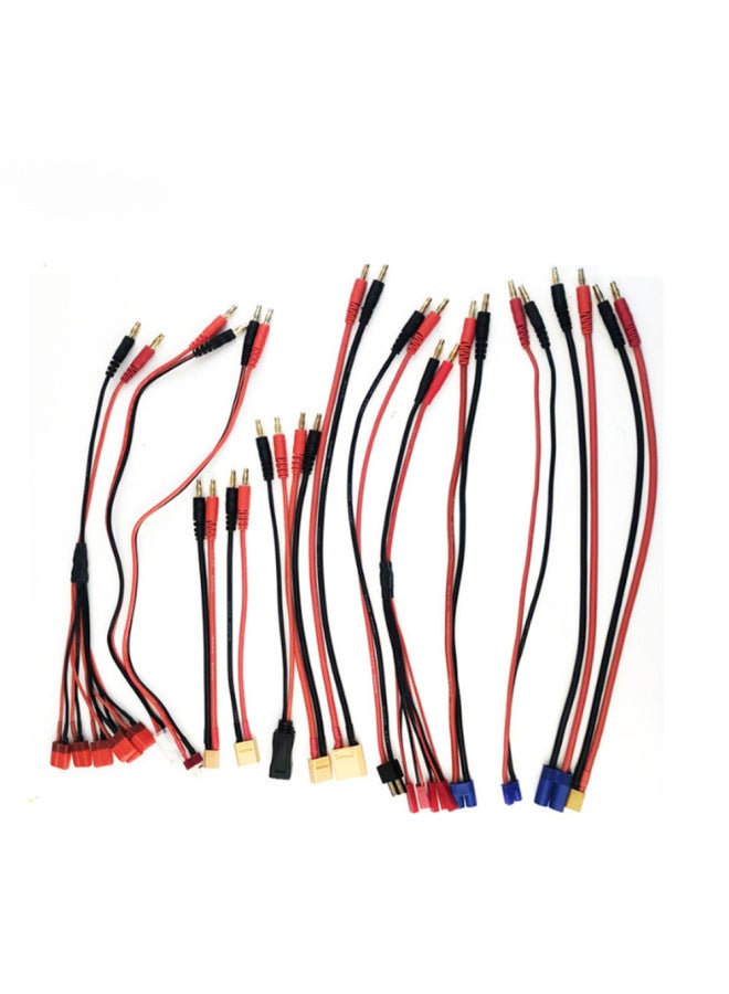 Aircraft Model Plug Adapter Cable 4.0mm Banana Head B6 Line To T Plug/XT60/EC2/EC5/Da Tian Gong/XT90-Color:Banana Head Turn 6 T Male Head With Cap-Specifications:As Shown In The Figure, 1 Transfer Cable - Image 1
