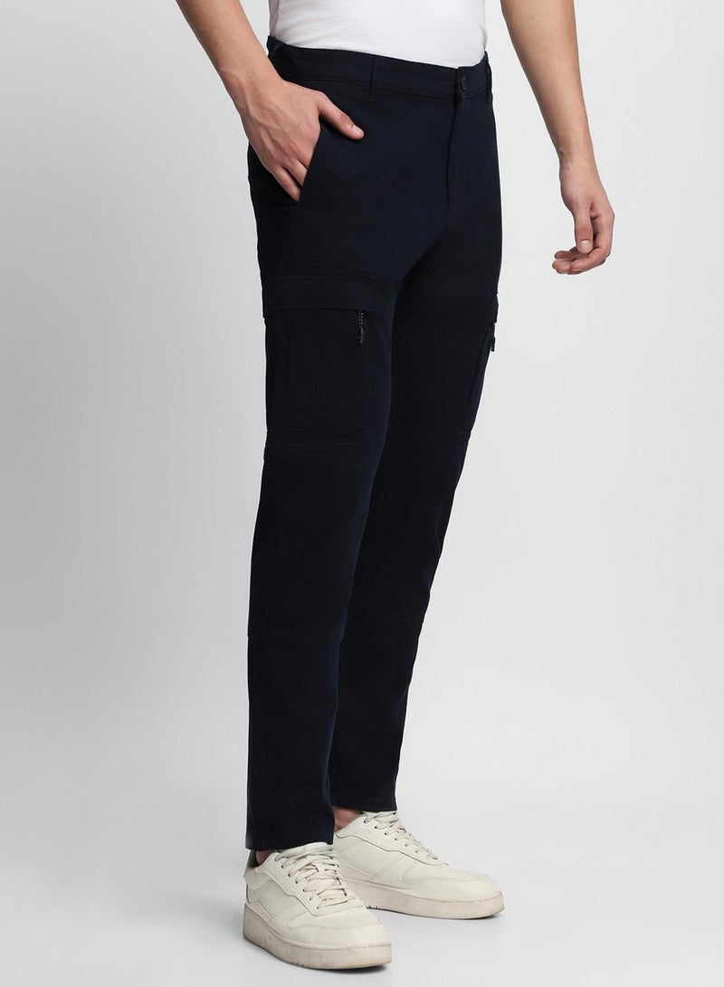 Dennis Lingo Navy Slim Fit Cargo Pants for Men - Cotton Lycra, Full Length, Mid Rise, Casual  - Image 3