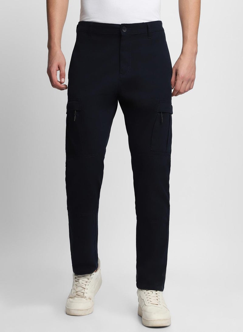 Dennis Lingo Navy Slim Fit Cargo Pants for Men - Cotton Lycra, Full Length, Mid Rise, Casual  - Image 2