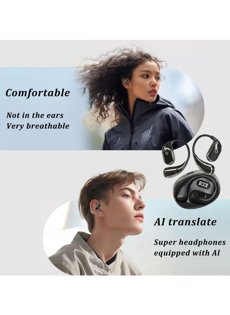 lekikpo Open Ear Headphones Wireless Bluetooth Translation Wireless Bluetooth Earphones, Ai Headphones Language Translation1Translation Headphones, Headphones, Translation Wireless Bluetooth Earphones (White)  - Image 2