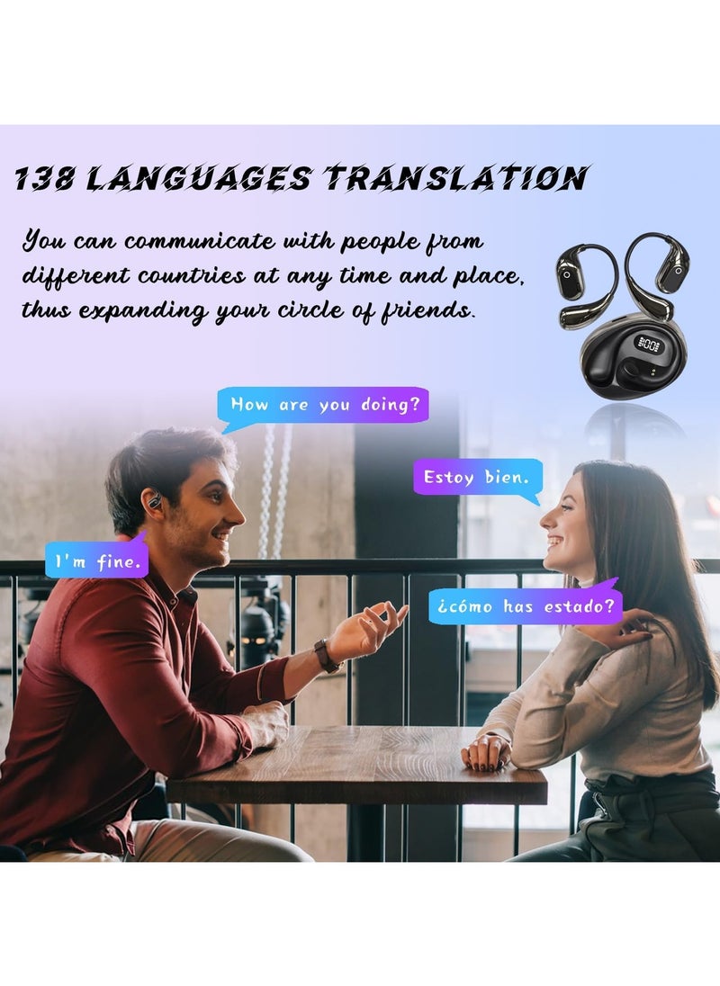 lekikpo Open Ear Headphones Wireless Bluetooth Translation Wireless Bluetooth Earphones, Ai Headphones Language Translation1Translation Headphones, Headphones, Translation Wireless Bluetooth Earphones (White)  - Image 5
