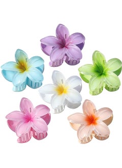 Hawaiian Plumeria Hair Accessories  6 Pack Large Claw Clips for Thick and Thin Hair Beach Tropical Hair Clips for Women and Girls