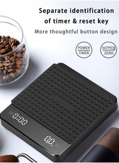 EqiEch Rechargeable Mini Digital Coffee Scale with Timer 3kg/0.1g Espresso Scale Invisible Screen Pour Over Drip V60 Coffee Scale with 3 Units G/OZ/ML Tare Function Auto Off Touch Sensor and Silicone Cover  - Image 2