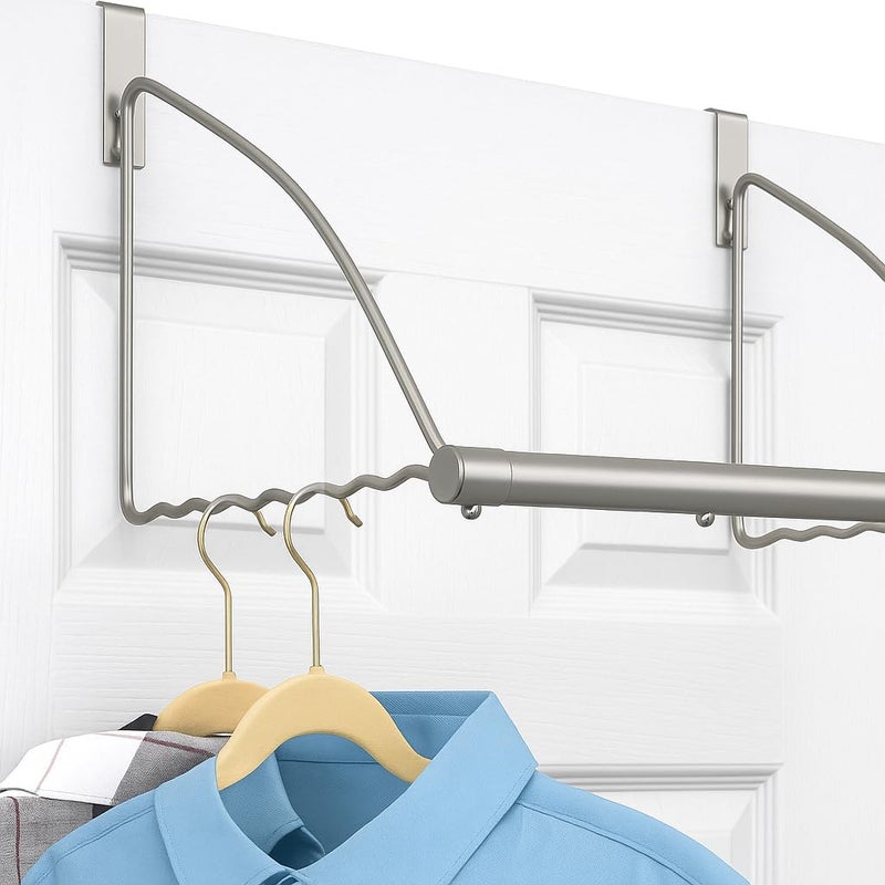 HOLDN’ STORAGE شماعة فوق الباب - شماعات رف الباب للملابس - شماعة فوق باب الحمام لتعليق الملابس والمناشف - رف تجفيف الملابس فوق الباب، رمادي - Image 4