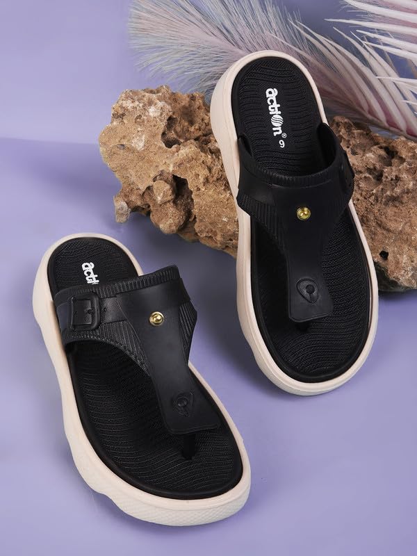 Action Women’s Thong Flip-Flops-APTW-106-Black-Beige-6 - Image 2