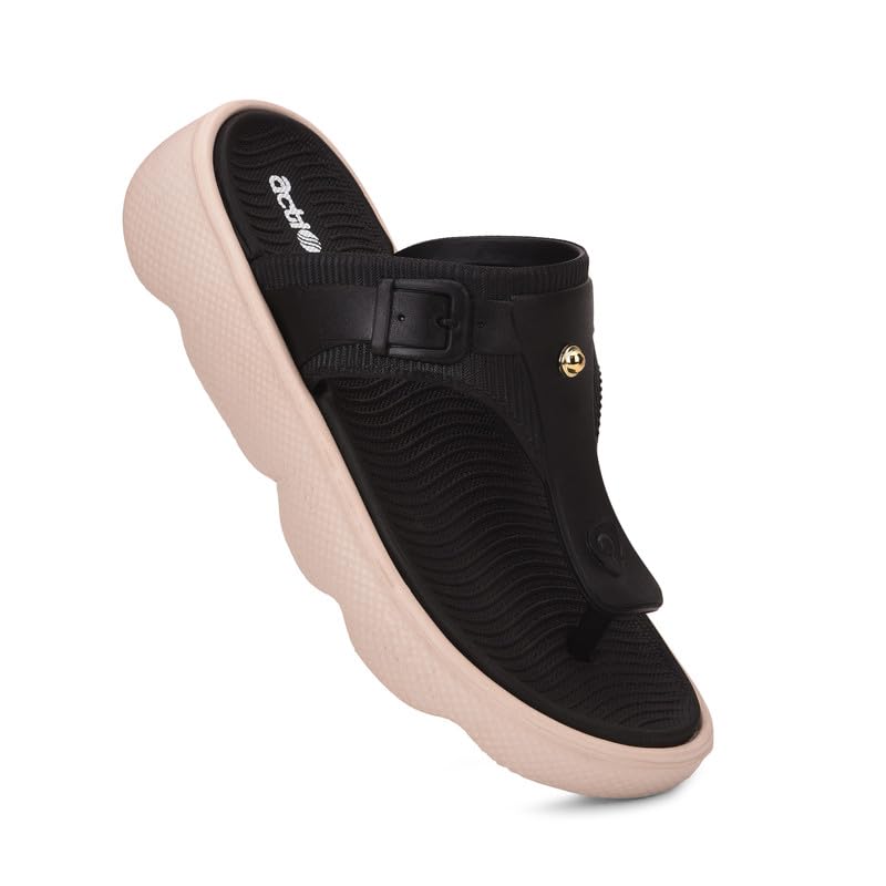 Action Women’s Thong Flip-Flops-APTW-106-Black-Beige-6 - Image 1