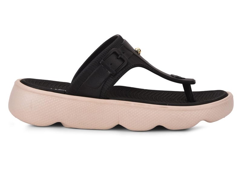 Action Women’s Thong Flip-Flops-APTW-106-Black-Beige-6 - Image 4