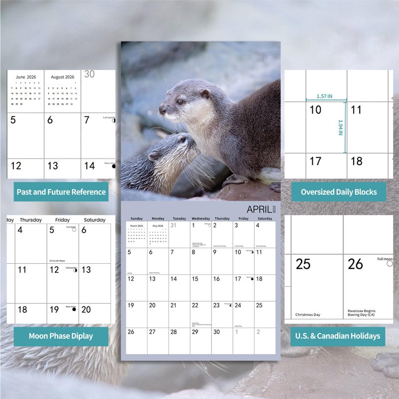 BLYYIEER 2026 Wall Calendar,Lutra Lutra Monthly Wall Calendar, 12" x 24" Open,Family Planner Calendar Organizer with funny Lutra Lutra Images - Image 4