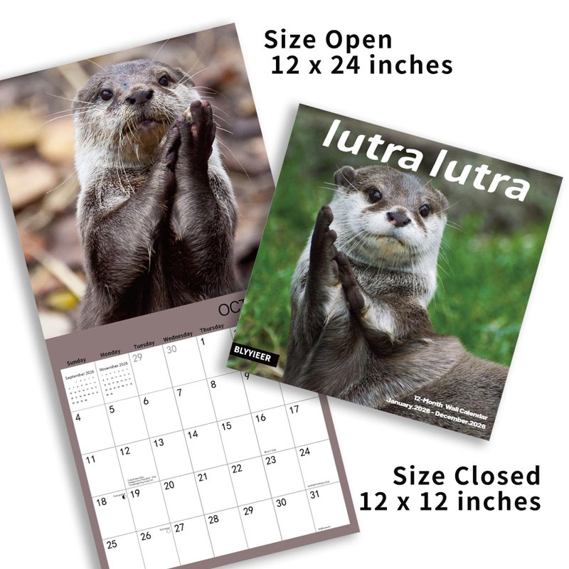 BLYYIEER 2026 Wall Calendar,Lutra Lutra Monthly Wall Calendar, 12" x 24" Open,Family Planner Calendar Organizer with funny Lutra Lutra Images - Image 5