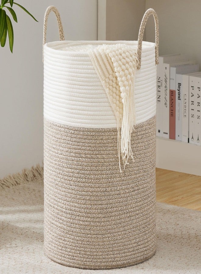 YOUDENOVA Cotton Rope Laundry Basket by YOUDENOVA, 58L Woven Collapsible Laundry Hamper, Clothes Hamper with Reinforced Handles in the Laundry Room, Bedroom, Bathroom, Brown - Image 1