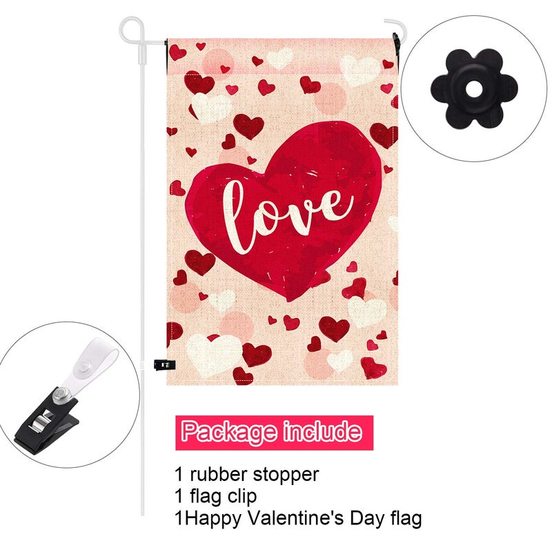 TUPARKA 12 X 18 Inches Valentineâ€™s Day Garden Flag Home Garden Flag Set Decoration for Valentineâ€™s Day Party Supplies Love Design - Image 2