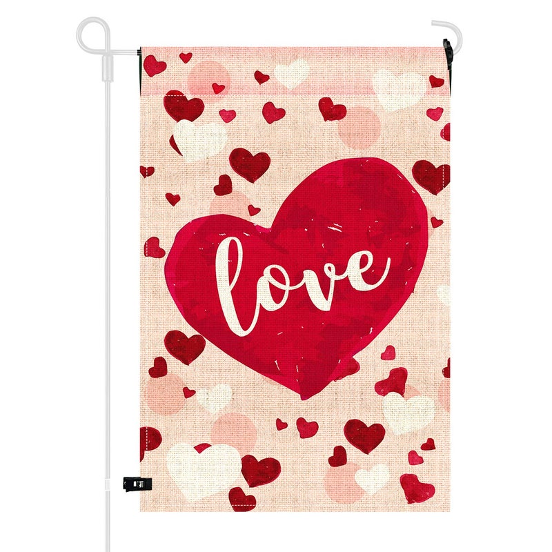 TUPARKA 12 X 18 Inches Valentineâ€™s Day Garden Flag Home Garden Flag Set Decoration for Valentineâ€™s Day Party Supplies Love Design - Image 1