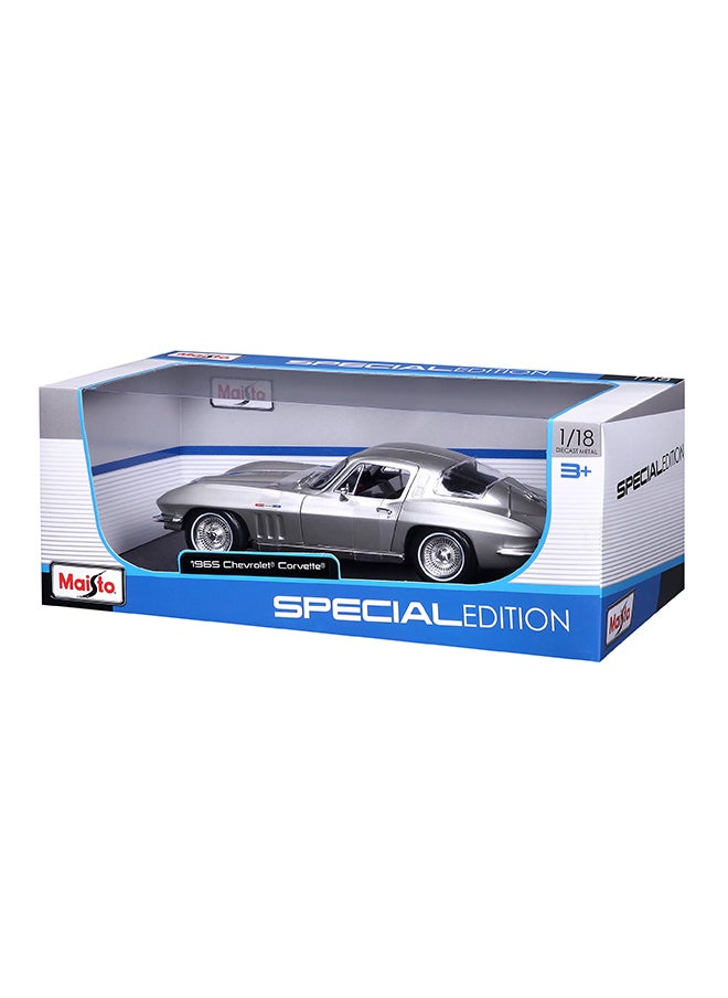 Maisto - 1:18 Special Edition 1965 Chevrolet Corvette Silver Officially Licensed Scaled Replicas of Collectible Diecast Metal Models with Exquisite Interior and Exterior Detailing for All Age. - Image 1