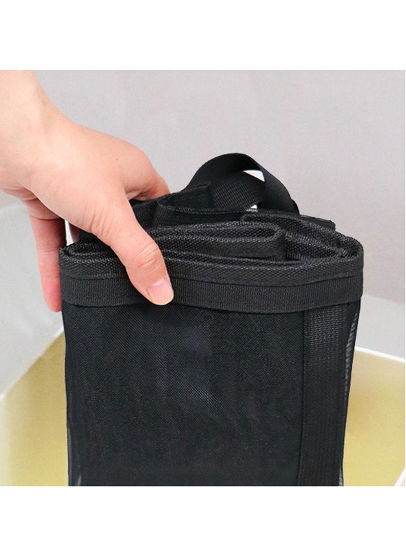 TYCOM Laundry Mesh Bag with Handles Collapsible Laundry Basket Hamper Foldable Laundry Bag Breathable Folding Beach Bag Space saving Travel Tote Bags Strip Black.  - Image 3