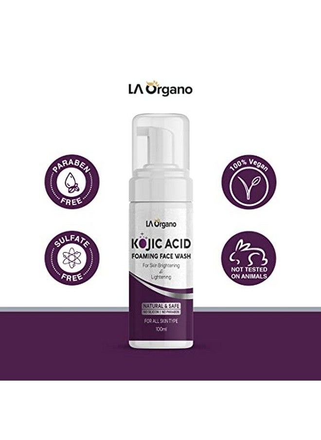 Kojic Acid Foaming Face Wash Enriched With Licorice Vitamin C Niacinamide For Skin Brightening & Lightening Reduce Dark Spots Wrinkles & Fine Lines 100 Ml