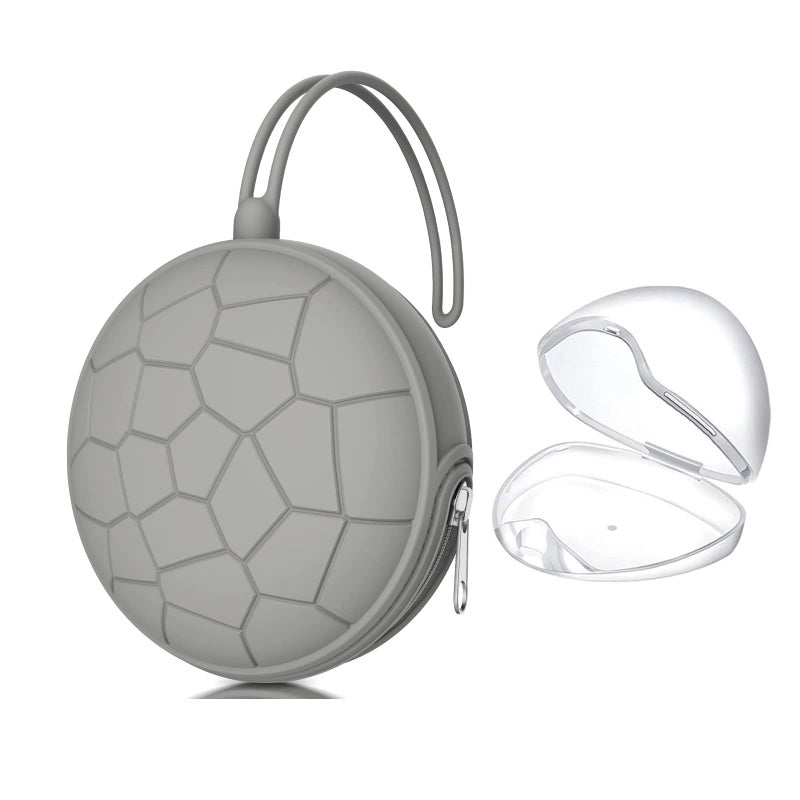 Smlpuame Pacifier Holder Case,BPA Free Portable Pacifier Storage Container,Silicone Baby Pacifier Cover Pouch for Diaper Bag Stroller,Travel Outdoor Activities,Easy to Clean(Grey) - Image 1