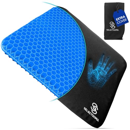 SelectSoma Gel Seat Cushion for Long Sitting Pressure Relief for Back Sciatica Coccyx Tailbone Pain  Cushion for Office Chair Wheelchair Car  Truck Patio Chairs  Egg Seat Pad
