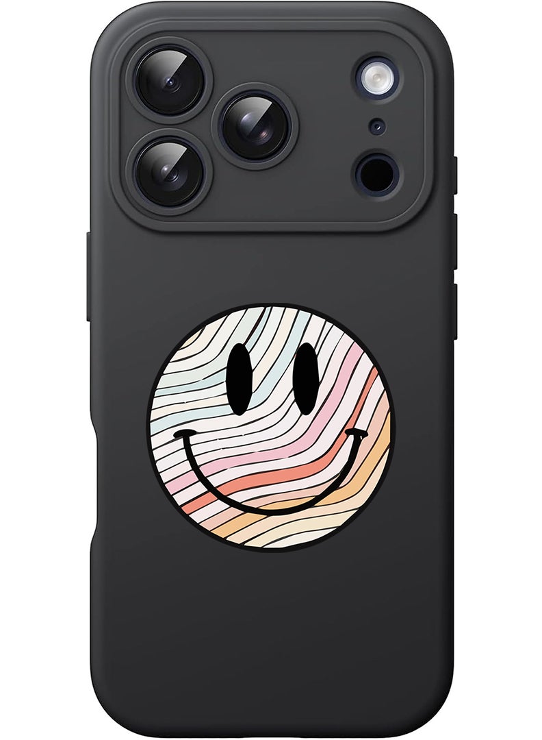 Theodor Protective Slim Fit Case Liquid Silicone Cover with Full Body Protection Anti-Scratch Shockproof Case For Apple iPhone 17 Pro (Black) Smiley - Image 1