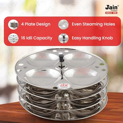 Jain Stainless Steel 3 Plate Idli Stand | Idli Maker for Soft & Fluffy Idlis | 12 Idlis Stand with Holes for Better Steaming | Durable & Rust-Resistant Idli Cooker | Compatible with 7.5 LTR Cooker - Image 3