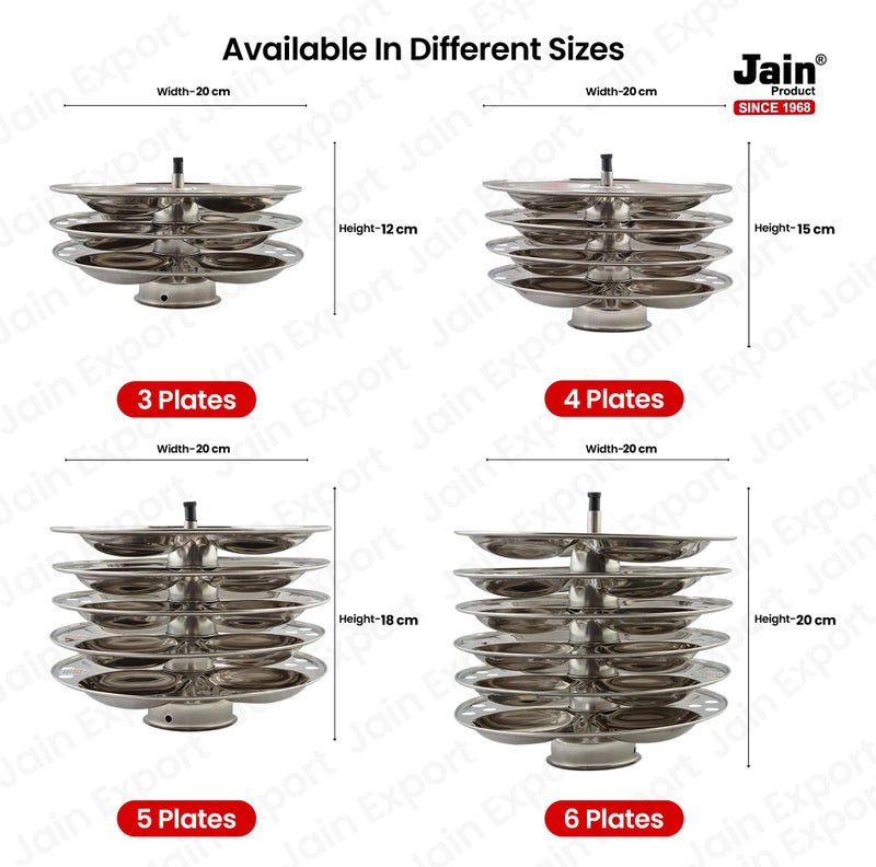 Jain Stainless Steel 3 Plate Idli Stand | Idli Maker for Soft & Fluffy Idlis | 12 Idlis Stand with Holes for Better Steaming | Durable & Rust-Resistant Idli Cooker | Compatible with 7.5 LTR Cooker - Image 4