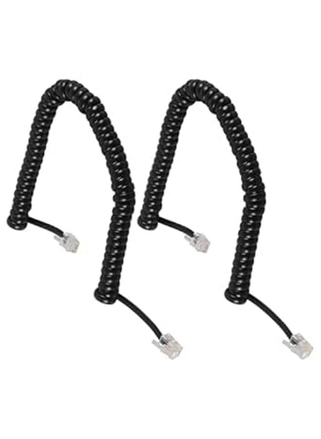 Coiled Telephone Line Cord Black Spiral Phone Receiver Cable Compatible with Corded Desk Phones - Image 1
