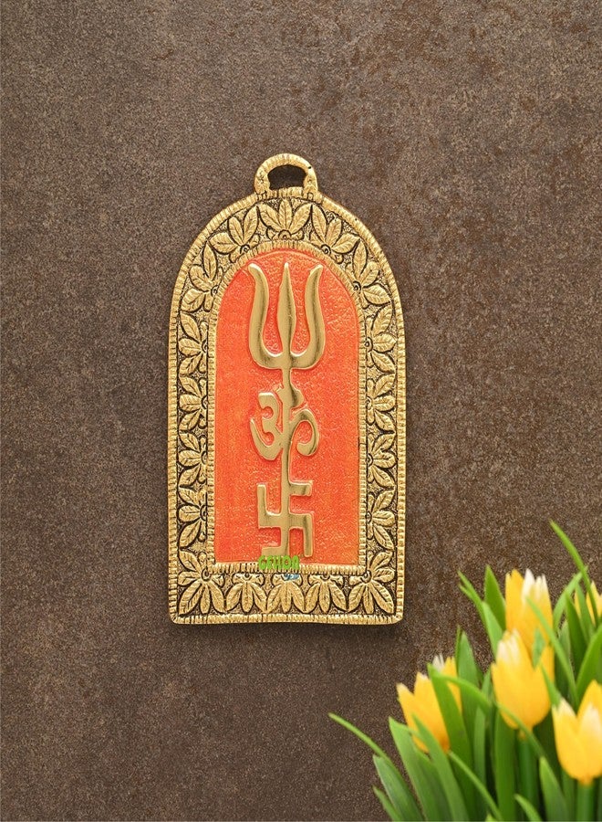 GELLON جيلون للتعليق على الحائط Swastik Om Trishul Vastu Trishakti Yantra للمنزل، المكتب، متجر مدخل الباب الرئيسي، قطعة ديكور معلقة بلمسة نهائية ذهبية - Image 5