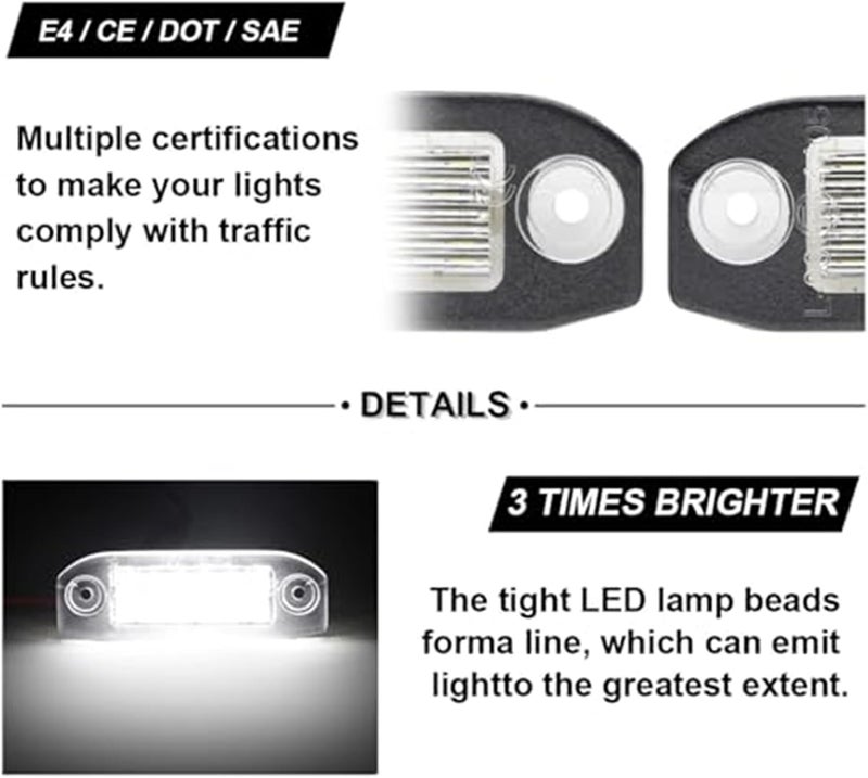 QASULER 2PCS License Plate Light for Volvo - Image 2