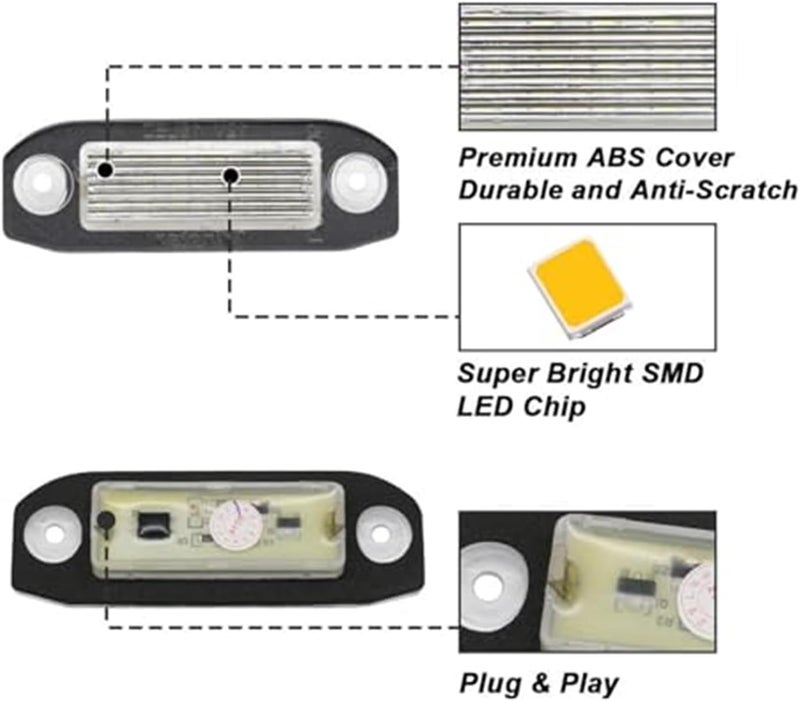 QASULER 2PCS License Plate Light for Volvo - Image 5