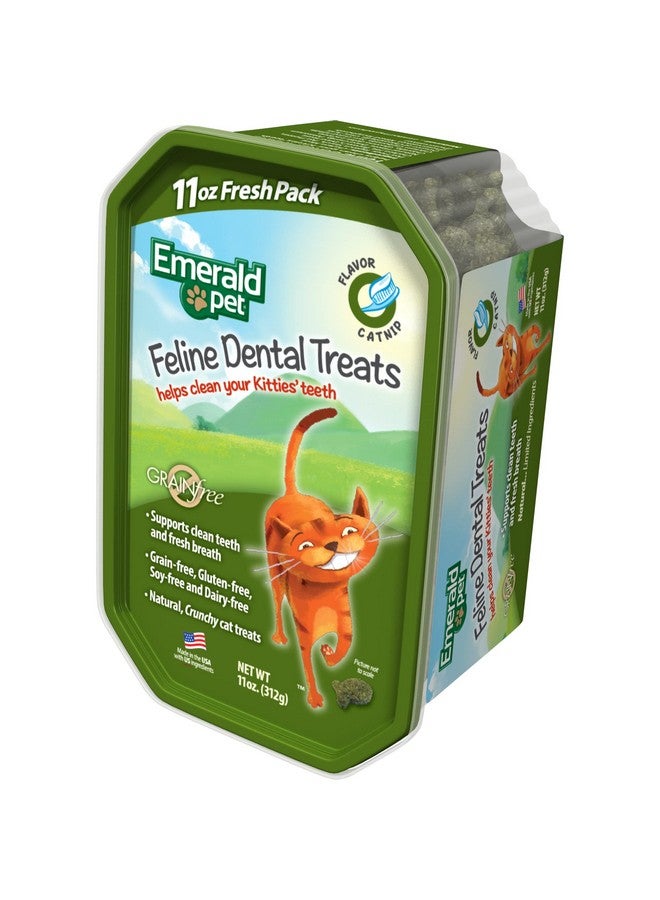 إميرالد بيت مكافآت أسنان القطط - مكافآت أسنان القطط اللذيذة والمقرمشة خالية من الحبوب - مكافآت أسنان طبيعية لتنظيف أسنان القطط، وتنقية أنفاسها، وتقليل تراكم البلاك والجير - مكافآت النعناع البري، 11 أونصة - Image 1