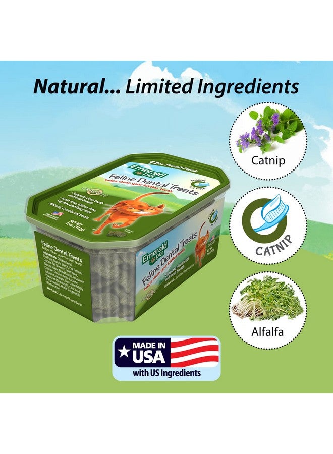 إميرالد بيت مكافآت أسنان القطط - مكافآت أسنان القطط اللذيذة والمقرمشة خالية من الحبوب - مكافآت أسنان طبيعية لتنظيف أسنان القطط، وتنقية أنفاسها، وتقليل تراكم البلاك والجير - مكافآت النعناع البري، 11 أونصة - Image 3
