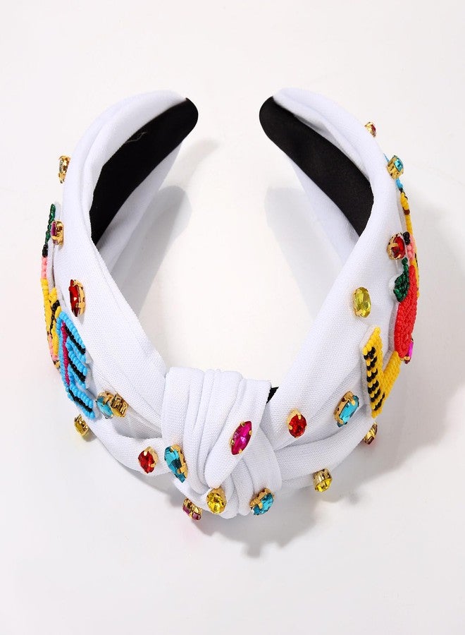 boderier Teacher Headband Pencil Ruler Love Headband Crystal Jeweled Knotted Headbands Teacher Appreciation Gifts for Women LOVE White - Image 2