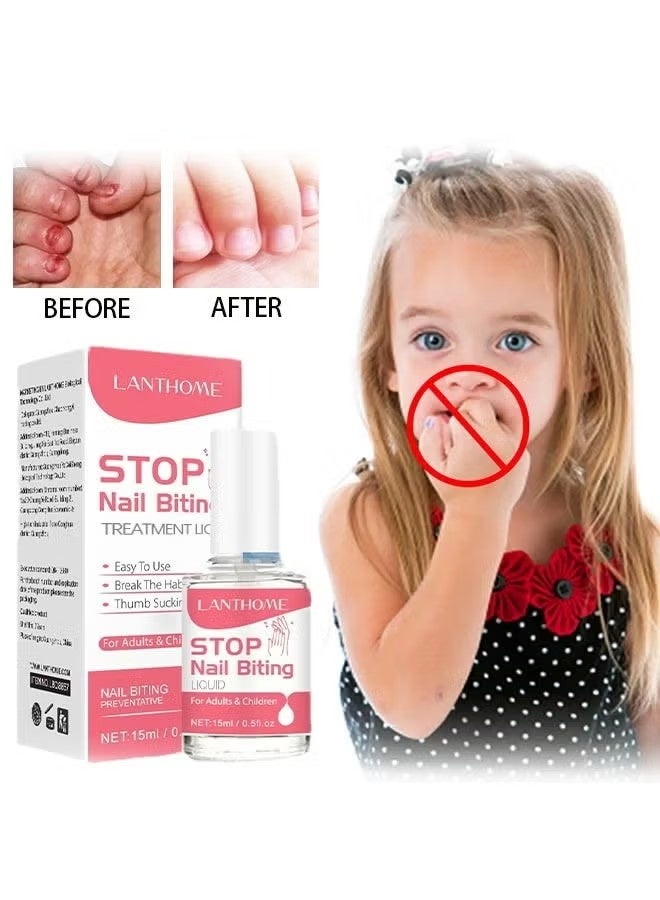 Lanthome Stop Nail Biting Liquid，Nail Biting Treatment for Kids, Natural Thumb Sucking Pain Relief for Kids, Bitters, Plant Extracts (15ml) - Image 1