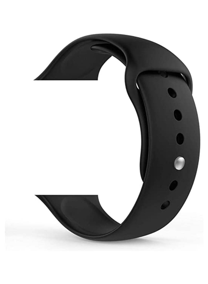 Generic - Sport Band For iWatch 42mm/44mm Soft Silicone Strap Replacement Wristbands For Apple Watch Series 5 / Series 4_Black - Image 1