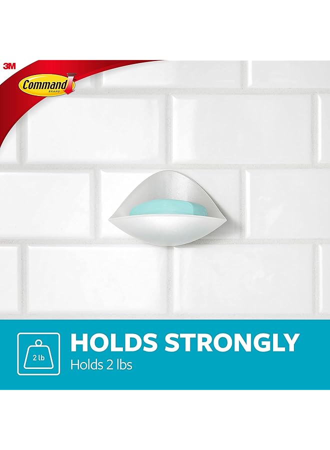Command Bath Soap Dish Clear Frosted Transparent Color 1 Dish + 2 Strips Pack Support 900Gr. Water Resistant Strips Organize Decoration No Tools Holds Strongly Damage Free Hanging - Image 4